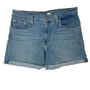 Levi's Women's Blue Solid High Rise Boyfriend Denim Jeans Mini Shorts Size 29